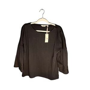 NWT Vineyard Vines Bell Sleeve Ric Rac Knit Top Black Size L